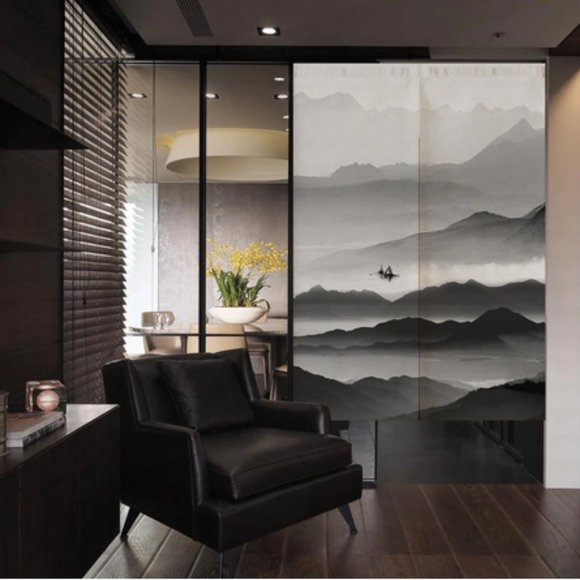 Japanese linean curtin grey black